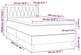 Cama com molas/colchão 90x200 cm tecido cor crème