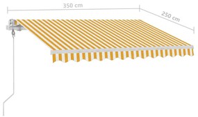 Toldo autom. c/ LED e sensor de vento 350x250 cm amarelo/branco