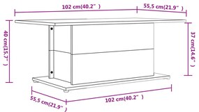 Mesa centro 102x55,5x40 cm contraplacado cor carvalho castanho