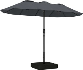 Outsunny Guarda-sol Duplo de Jardim 3x1.5 m, Guarda-sol Externo com Sacos de Areia, Anti UV 50+, Cinza Escuro | Aosom Portugal