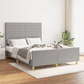 Estrutura de cama sem colchão 140x190 cm tecido cinzento-claro