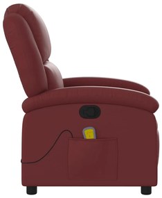 Poltrona massagens reclinável couro artificial vermelho tinto