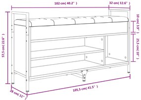 Banco sapateira 105,5x32x57,5 cm deriv. madeira cinzento sonoma