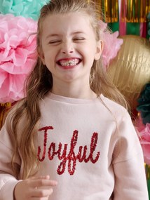 Sweat de Natal com mensagem em lantejoulas, para menina rosado