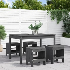vidaXL 5 pcs conj. jantar p/ jardim madeira de pinho maciça cinzento