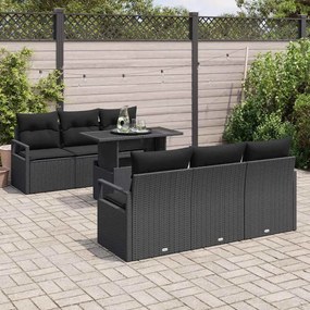 Conjunto de Sofá de Jardim vidaXL 7 Peças com Almofadas Ratan Poliéste
