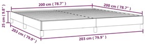 Estrutura de cama tecido cinzento-escuro 200x200 cm