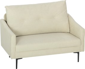 HOMCOM Sofá 2 lugares com estofamento em espuma e revestimento em tecido, para sala de estar, quarto, estrutura metálica, creme branco | Aosom Portugal