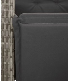7 pcs conjunto bistrô de jardim c/ almofadões vime PE cinza