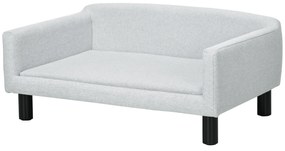 PawHut Sofá para Cães Médios com Pernas de Madeira Cama para Animais de Estimação Capacidade 20 kg 82x54x36 cm Cinzento