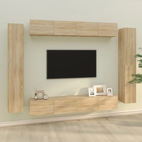 Conjunto móveis de TV 8 pcs madeira processada carvalho sonoma