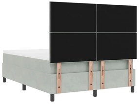 Cama Box com Colchão e Luz LED Cinza Claro 140x200 cm Veludo