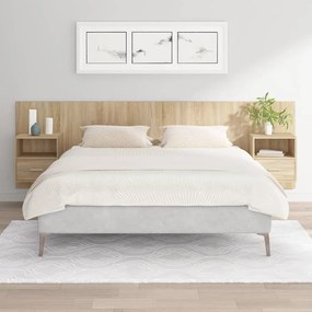 vidaXL Cabeceira cama + armários madeira processada carvalho sonoma