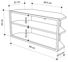 Móvel de TV "Dante" – Cinzento Velho – 98 x 45 x 37 cm – Design Modern