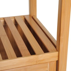 Estantes de bambu para o banheiro Armário alto Livraria Organizador 4 Níveis 1 Porta 36x33x140cm
