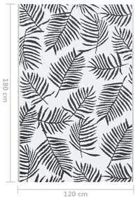 Tapete de exterior 120x180 cm ARAKIL PP branco e preto