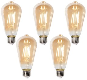 Conjunto de 5 E27 dimbare LED lamp ST64 goud 5W 450 lm 2700K
