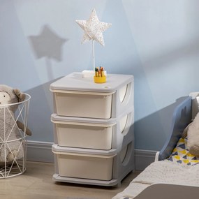 Organizador de Brinquedos para Crianças com 3 Gavetas Arrumação para Brinquedos Roupas Livros 37x37x56,5 cm Bege