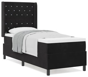 Cama Box com Colchão Preta 80x200 cm Veludo