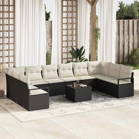 Conjunto de Sofás para Jardim vidaXL de 10 Peças com Almofadas Marrom em Vime Sintético