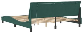Estrutura de cama c/ luzes LED 180x200 cm veludo verde-escuro