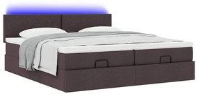 Estrutura de cama otomana com colchões tecido castanho escuro