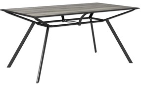 Outsunny Mesa de Refeição Exterior com Bancada Imitação Madeira e Estrutura de Aço Mesa Retangular para 6 Pessoas 160x90x73 cm Cinza