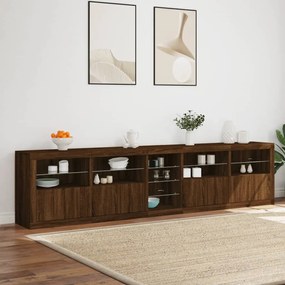 Aparador com luzes LED 283x37x67 cm carvalho castanho