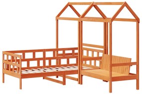 Conj. sofá-cama c/ telhado 80x200 cm pinho maciço castanho-mel