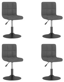 vidaXL Cadeiras de jantar giratórias 4 pcs veludo cinzento-escuro