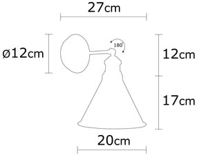 Candeeiro de Parede Berceste – Preto – 20 cm de diâmetro