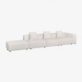 Sofá Modular De 3 Peças Canto Direito Com Puff (↔︎450 Cm) Bruna Bouclé Blanco - Sklum