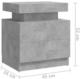 Mesa de cabeceira 45x35x52cm derivados madeira cinzento cimento