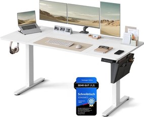 Secretária elétrica com regulação elétrica da altura 70 x 160 x (72-120) cm Branca