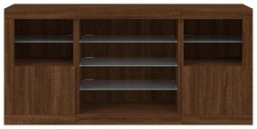 Aparador com luzes LED 142,5x37x67 cm carvalho castanho