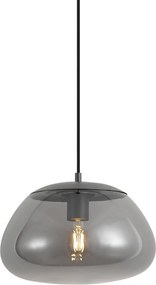 Candeeiro Suspenso Retro Metal Escuro com Vidro Fumê - Giselle