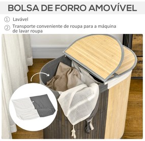 HOMCOM Cesto de Roupa Suja de Bambu Capacidade de 100L Cesto para Roup