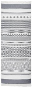 vidaXL Tapete 100x300 cm algodão cinzento e branco