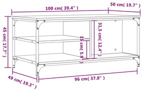 Mesa de centro 100x50x45 cm derivados madeira carvalho sonoma