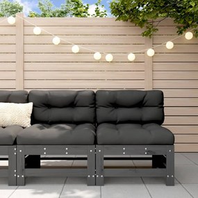 vidaXL Sofás de centro para jardim 2 pcs madeira pinho maciça cinzento