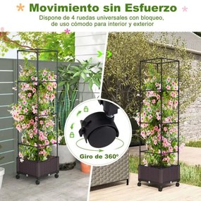 Floreira com treliça 170 cm Sistema de rega automático Rodas Vaso vertical para plantas trepadeiras Flores Vegetais