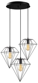 Candeeiro Suspenso Elmas – Preto – Diâmetro 50 cm, Altura 133 cm