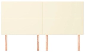 Cabeceira de cama 4 pcs couro artificial 90x5x78/88 cm creme