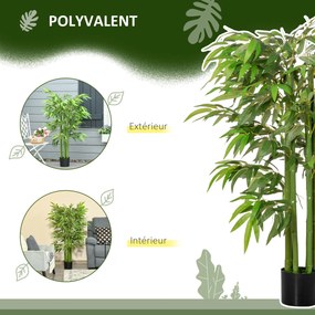 Planta artificial de bambu, árvore artificial de 140 cm com vaso, planta artificial verde para decoração de interiores