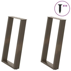 Pés para mesa de jantar em formato de U, 2 peças, aço natural, 60x(72-