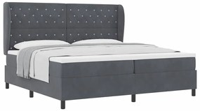 Cama Box com Colchão Cinza Escuro 200x200 cm em Veludo