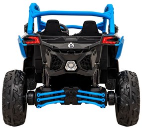 Carro elétrico para Crianças 24V 4x200W 2 Lugares, Buggy Can-Am Maverick Turbo RR Rodas de EVA, Assento de couro Azul