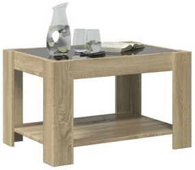 Mesa de centro c/ LEDs 73x53x45 cm derivados de madeira