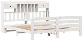 Cama com estante sem colchão 200x200 cm pinho maciço branco