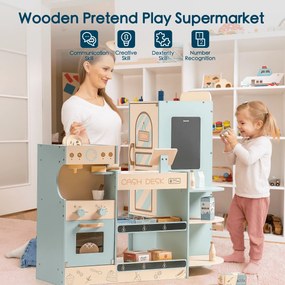 Supermercado de canto para Brincar com caixa registradora, cafeteira, máquina de venda automática, forno 91 × 61 × 84 cm